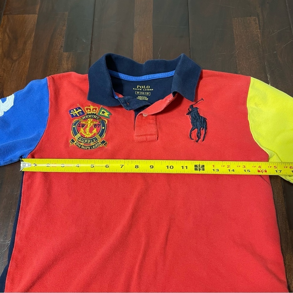 Polo Ralph Lauren Color Block Polo Boys Medium 10-12 Big Pony Cotton - Picture 5 of 9